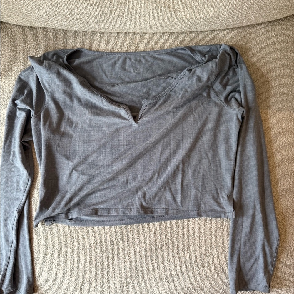 Lululemon Athletica Gray Asymmetrical Crop Blouse